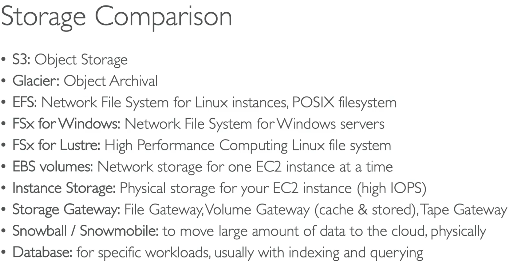 All Storage Comparison