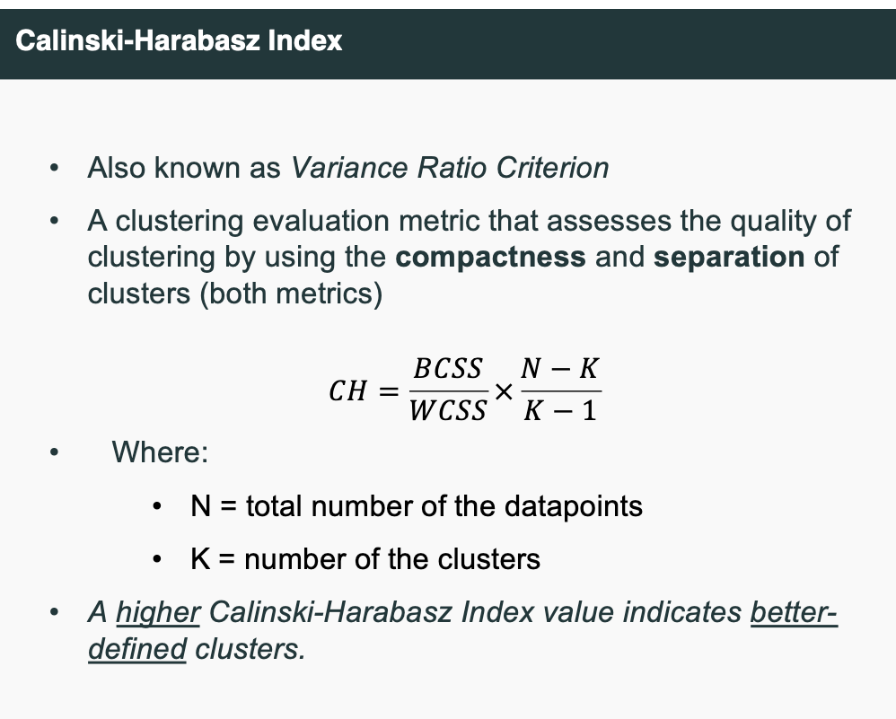 Calinski-Harabasz Index